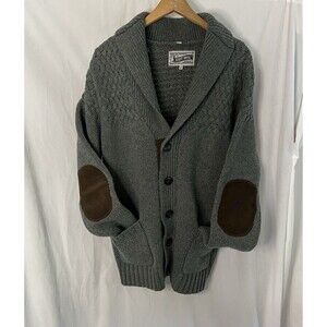 VTG Schott Bros Wool Blend Cardigan sweater corduroy accents button down Medium
